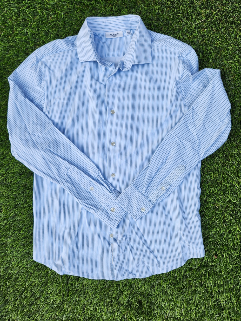 Murano Light Blue Micro-Pattern Dress Shirt